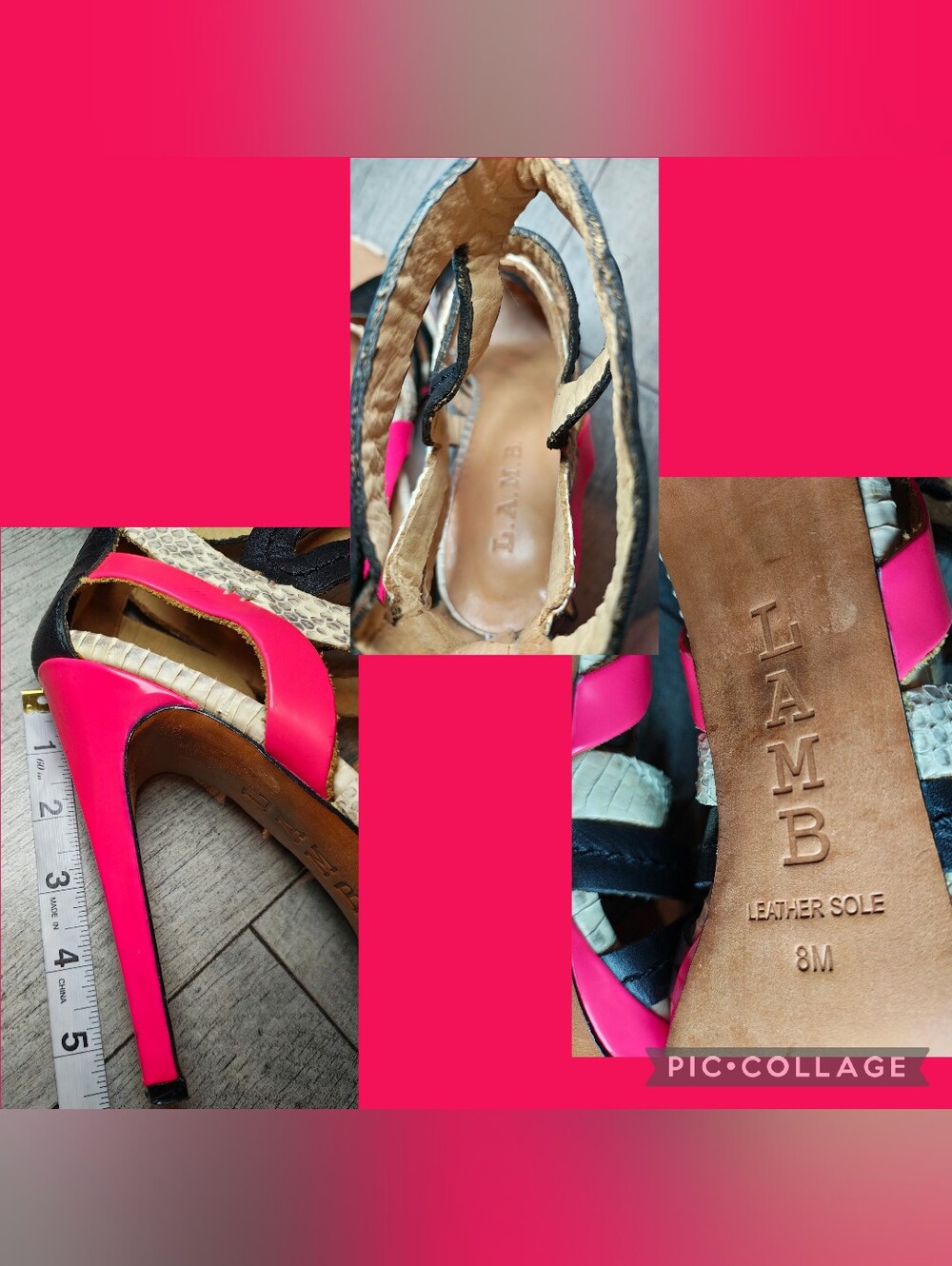 🐍Y2K L.A.M.B. Snakeskin-Trimmed Cage Stilleto Gladiator Heels by Gwen Stefani🐍 - Picture 7 of 7